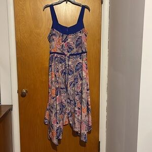 Floral Dress with Blue Straps